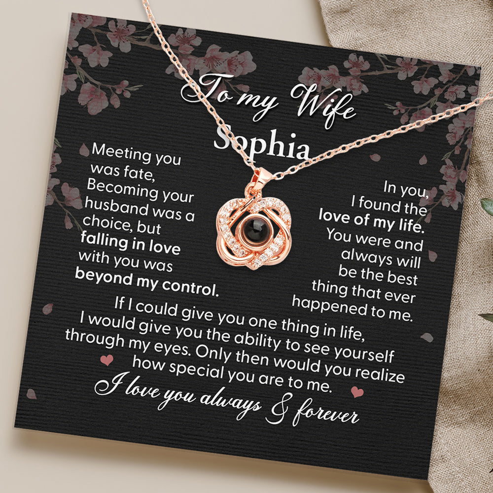 I Love You Always - Personalized Preserved Rose With Projection Necklace