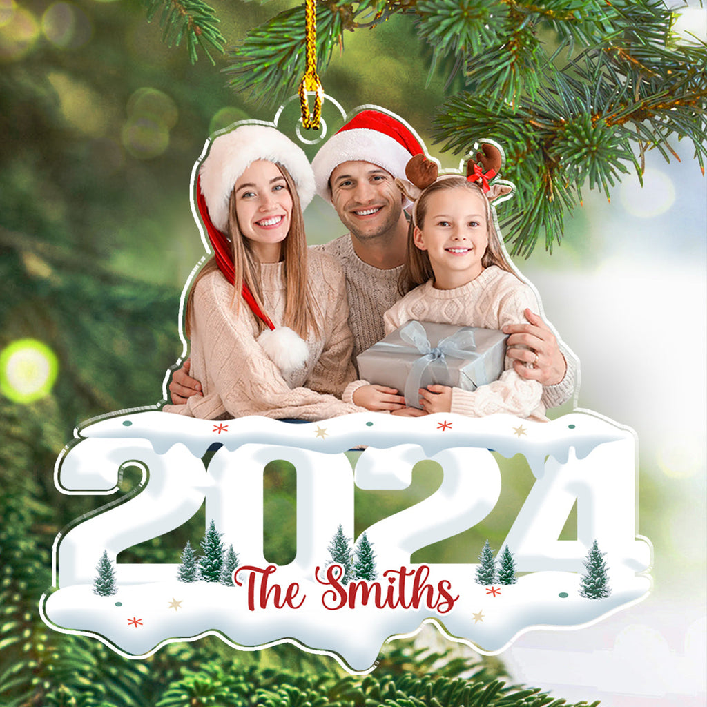 Custom Photo Family Ornament, Christmas Gift for Family Members • Photo Joy Of Christmas 2024 - Personalized Acrylic Ornament