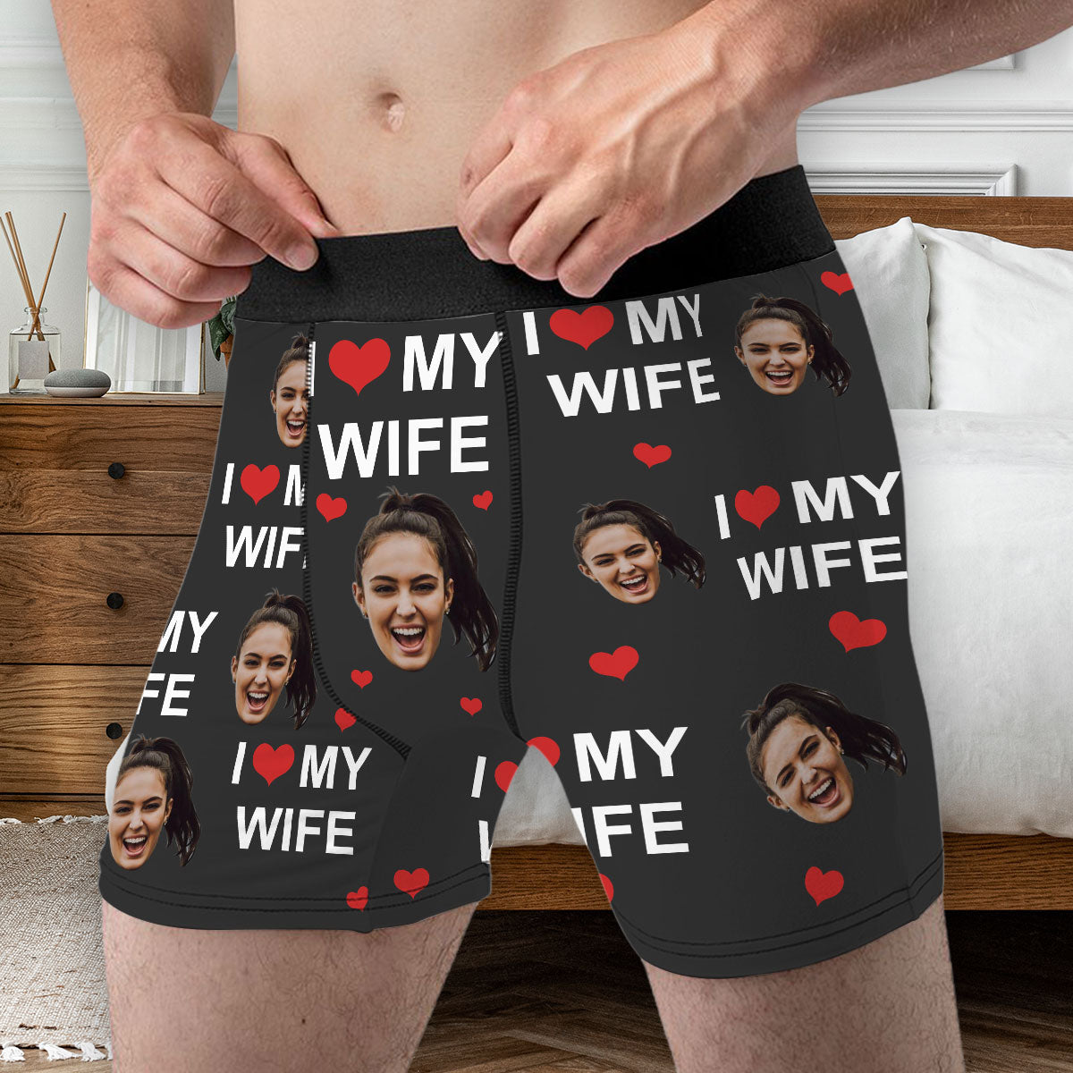 I Love My Wife - Personalized Photo Men's Boxer Briefs