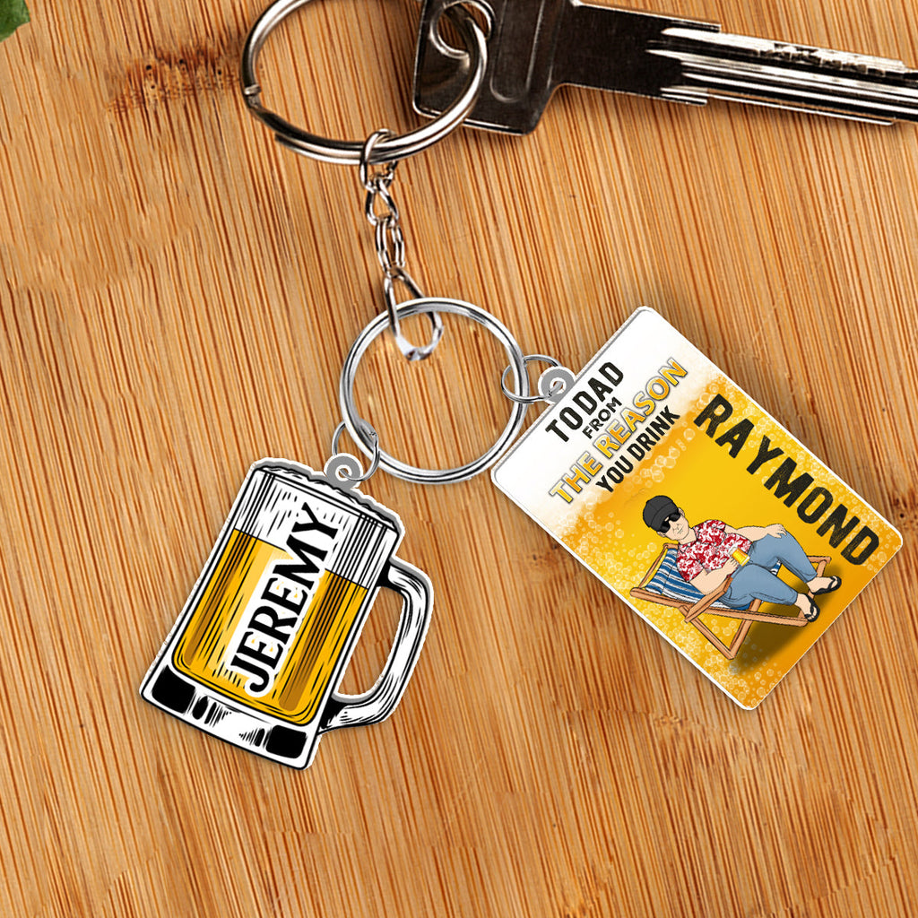 To Dad From The Reason You Drink - Personalized Acrylic Tag Keychain