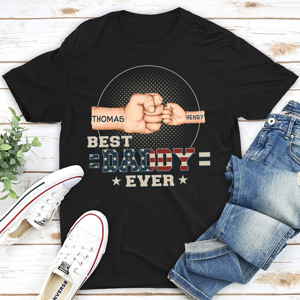 Custom Christmas & Birthday Gift for Dad, Grandpa • Fist Bump Best Dad Ever - Personalized Shirt