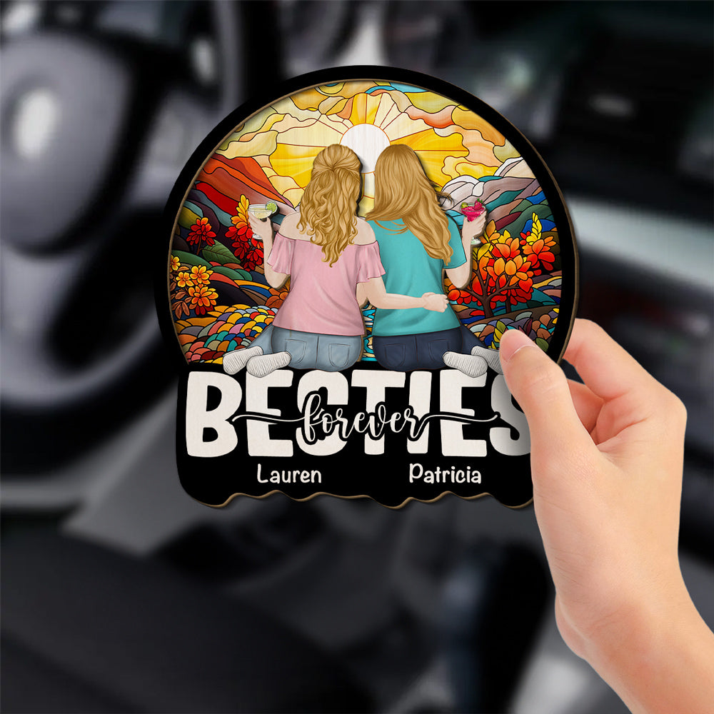 Besties Sitting Together - Personalized Car Visor Clip