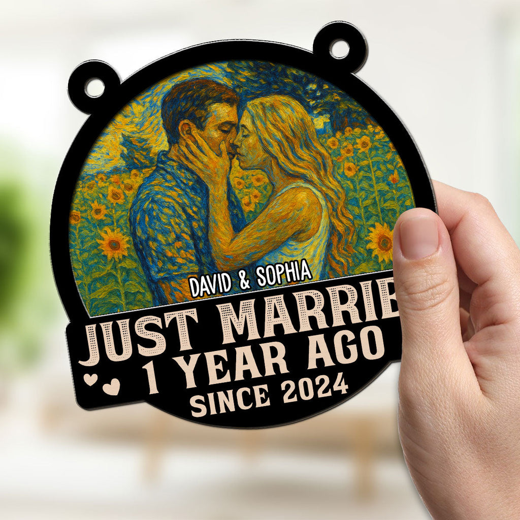 Custom Photo Couple Hanging Decor, Anniversary Valentine's Day Gifts • Forever Love Couple - Personalized Suncatcher