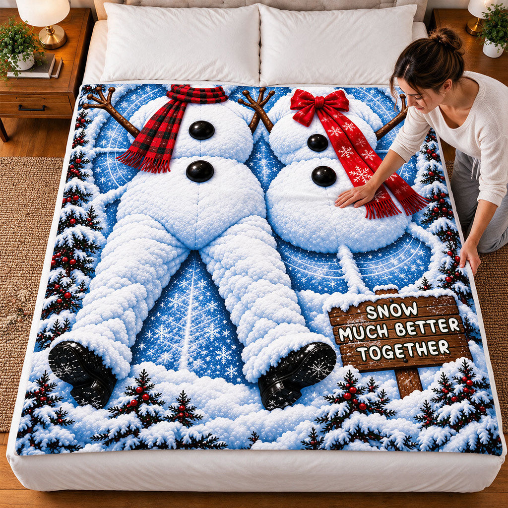 Snowman Couple - Fleece Blanket