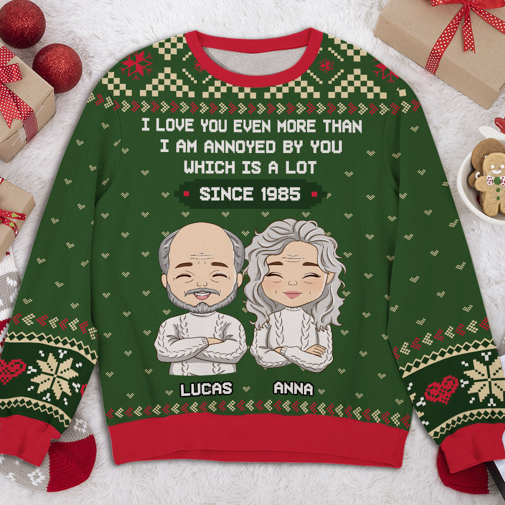 Custom Couple Christmas Sweatshirt, Anniversary Gift • Annoy A Lot - Personalized All-Over-Print Sweatshirt