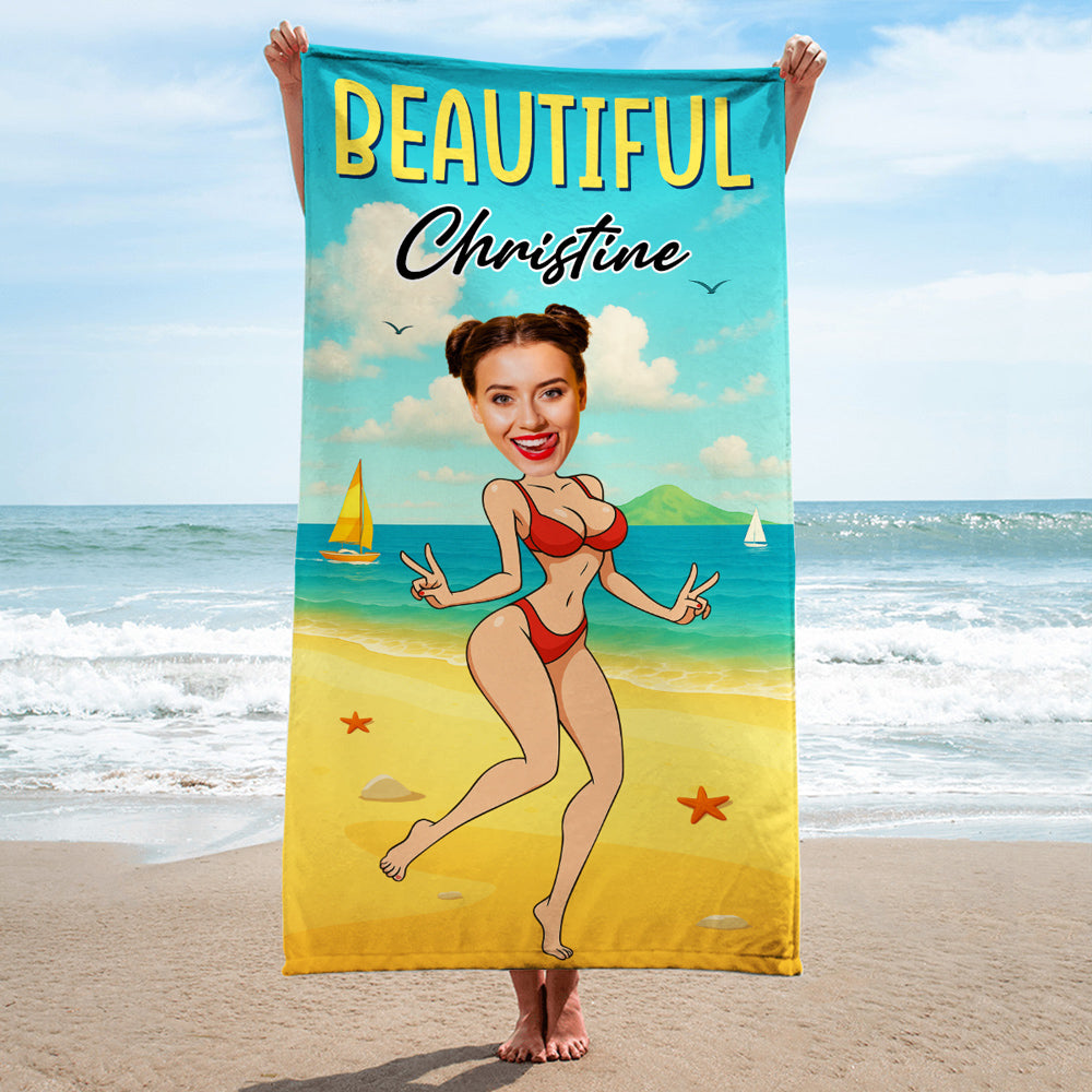 Funny Sexy Couple - Personalized Beach Towel