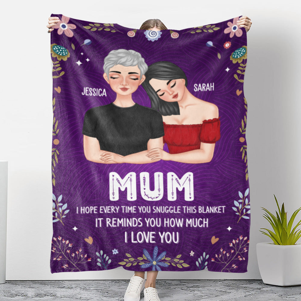A Hug From Daughters To Mom - Personalized Fleece Blanket