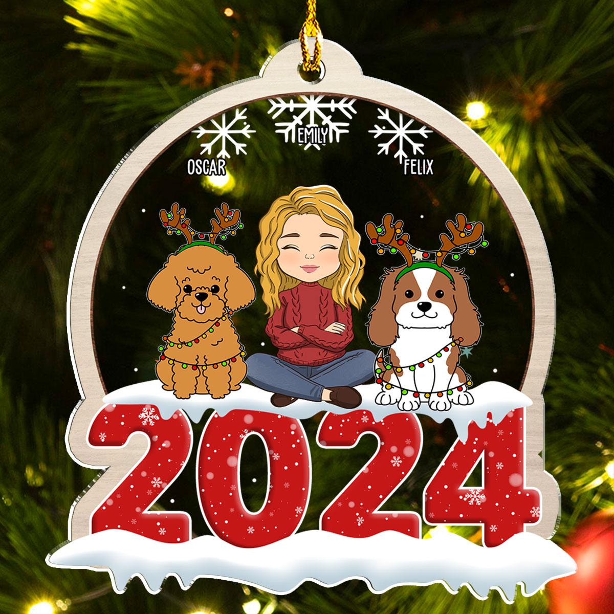 Custom Keepsake Christmas Ornament •  Pet Crystal Snow Globe - Personalized Acrylic Ornament