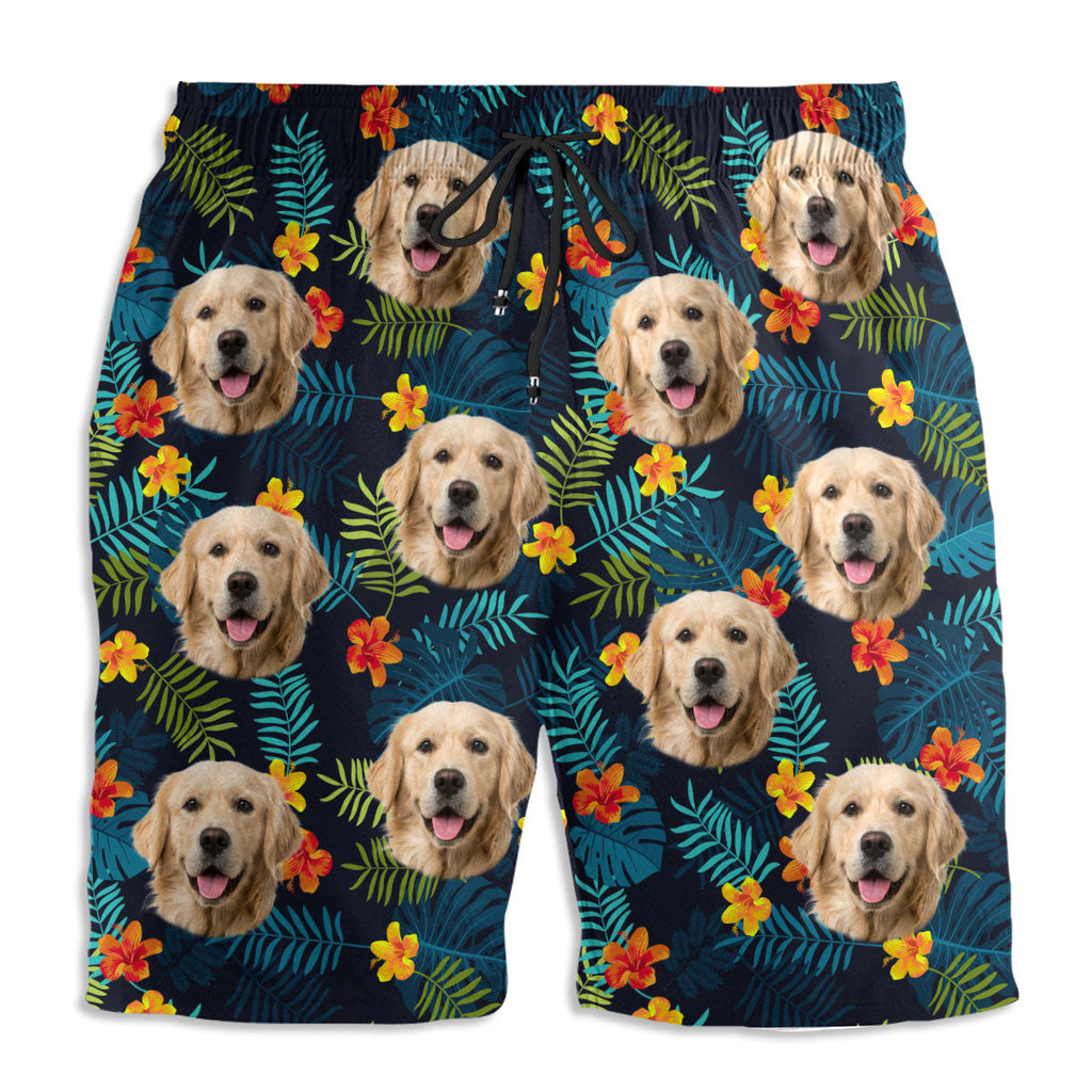 Custom Photo Men's Swim Trunks, Birthday & Summer Gift • Photo Tropical Vibes Only - Personalized Beach Shorts