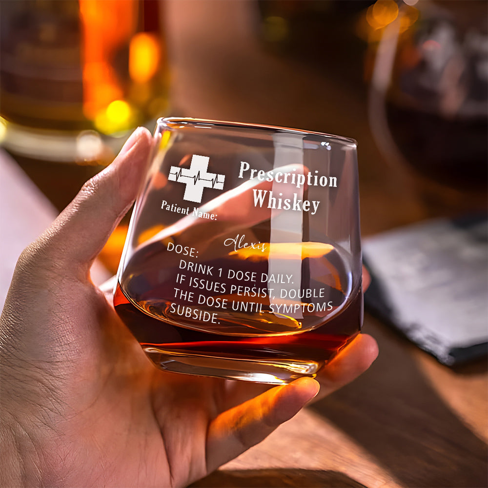 Custom Christmas Birthday Drinkware Gifts for Dad • Prescription Whiskey Glasses - Personalized Engraved Whiskey Glass