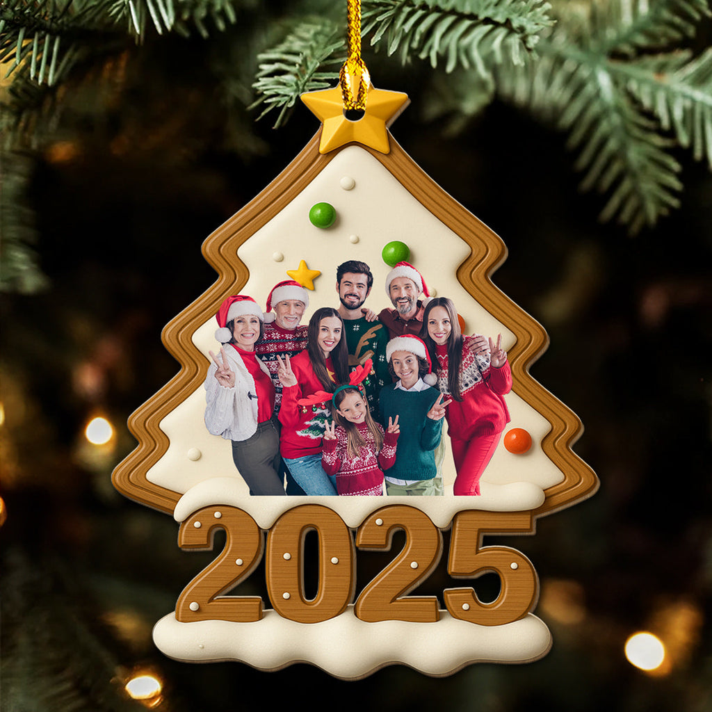 Custom Photo Family Ornament, Christmas Gift for Family Members • Attached With Each Others - Personalized Wood Ornament