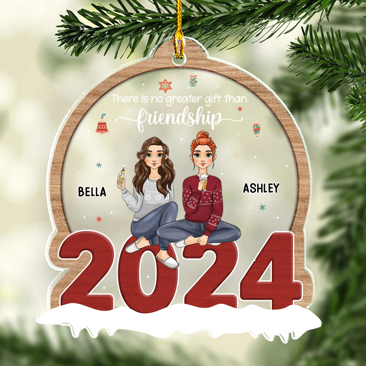 Custom Friendship Christmas Ornament, Best Friend Gift •  Perfect Friendship - Personalized Acrylic Ornament