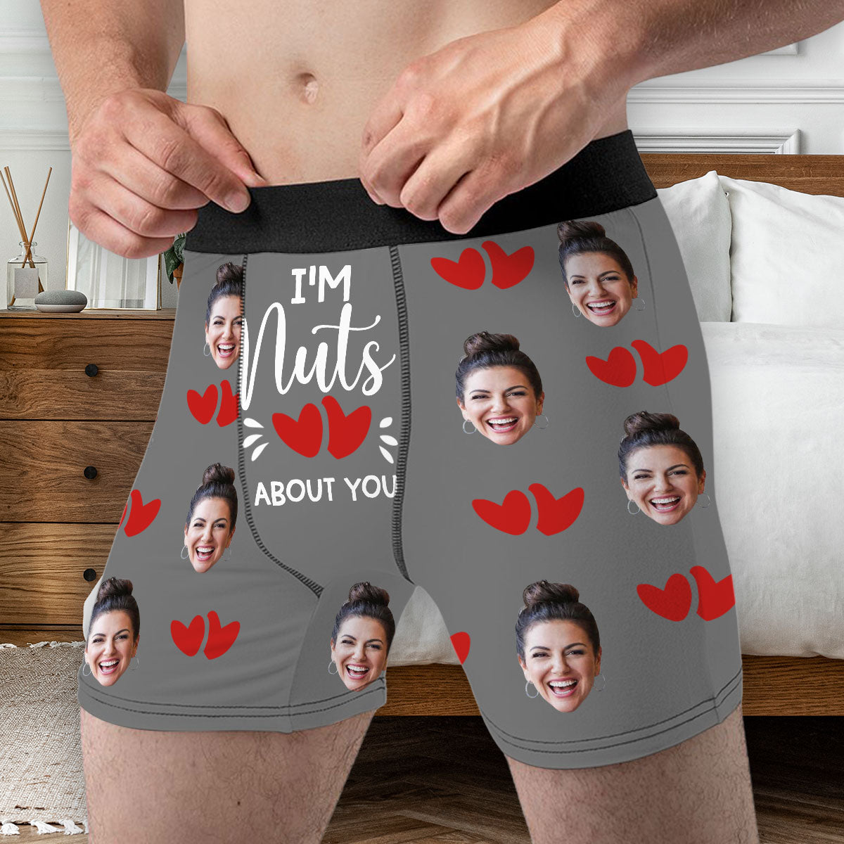 I Am Nuts About You - Personalized Photo Men's Boxer Briefs