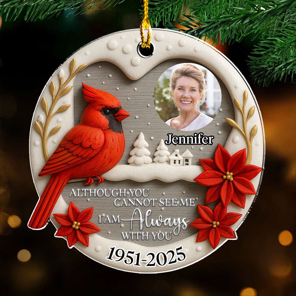 Custom Photo Memorial Christmas Ornament, Sympathy Keepsake • Always In My Mind - Personalized Acrylic Ornament
