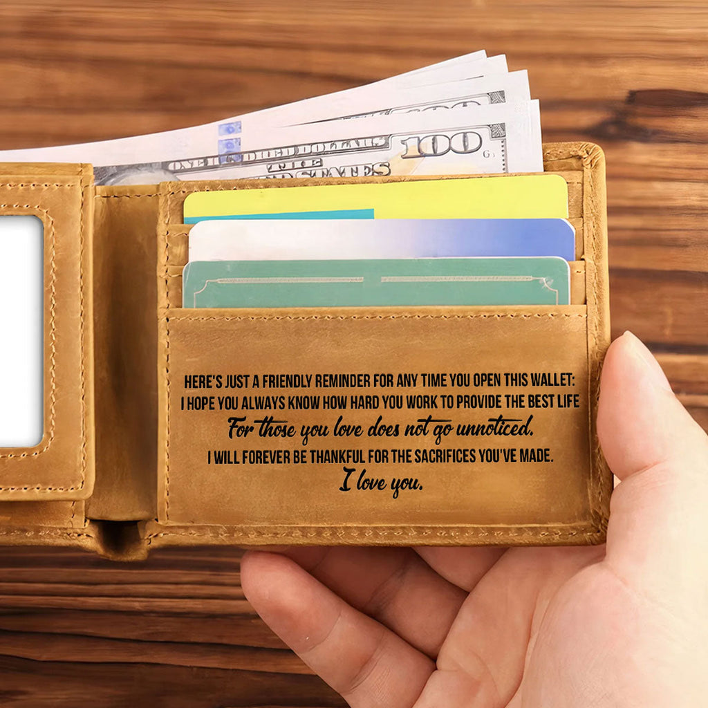 Fist Bump Dad - Personalized Men Leather Wallet