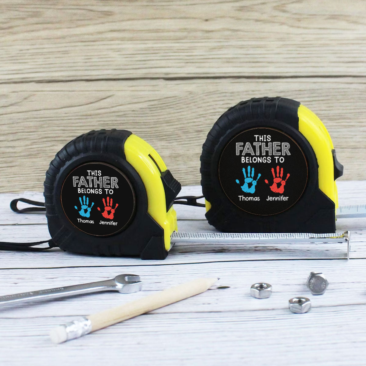 This Grandpa Daddy Belongs To - Personalized Tape Measure