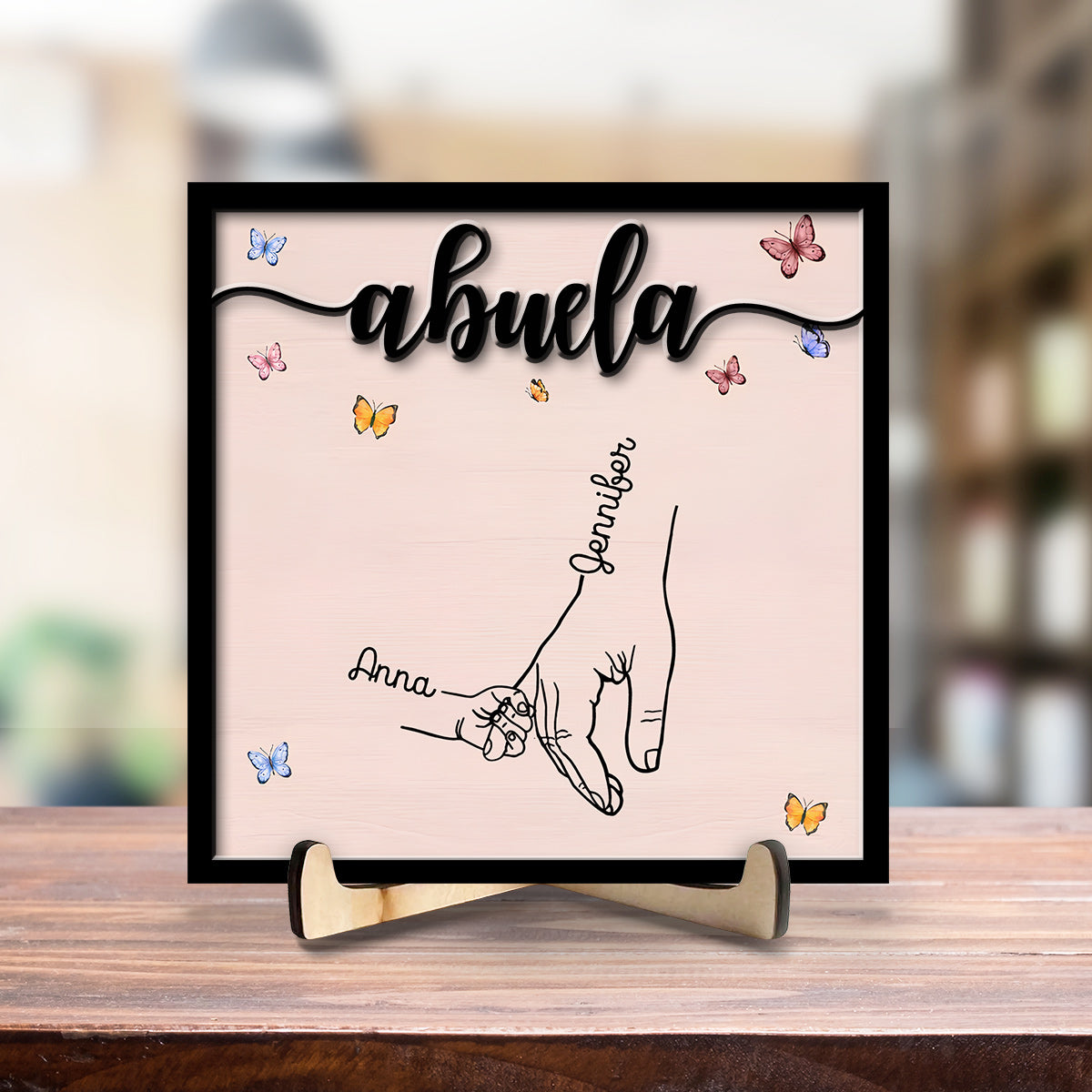 Custom Decor for Mom, Special Gift for Mother • Holding Hand - Personalized Wooden Plaque