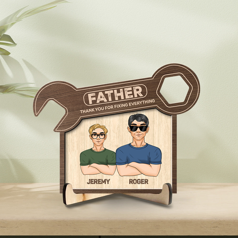Custom Father's Day Decor, Gift for Dad & Grandpa • Dad Thank You For Fixing Everything - Personalized Wooden Plaque