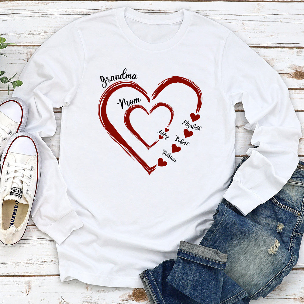 Custom Christmas & Birthday Gift for Mom, Grandma • Sweethearts Of Mom - Personalized Long Sleeve T-shirt