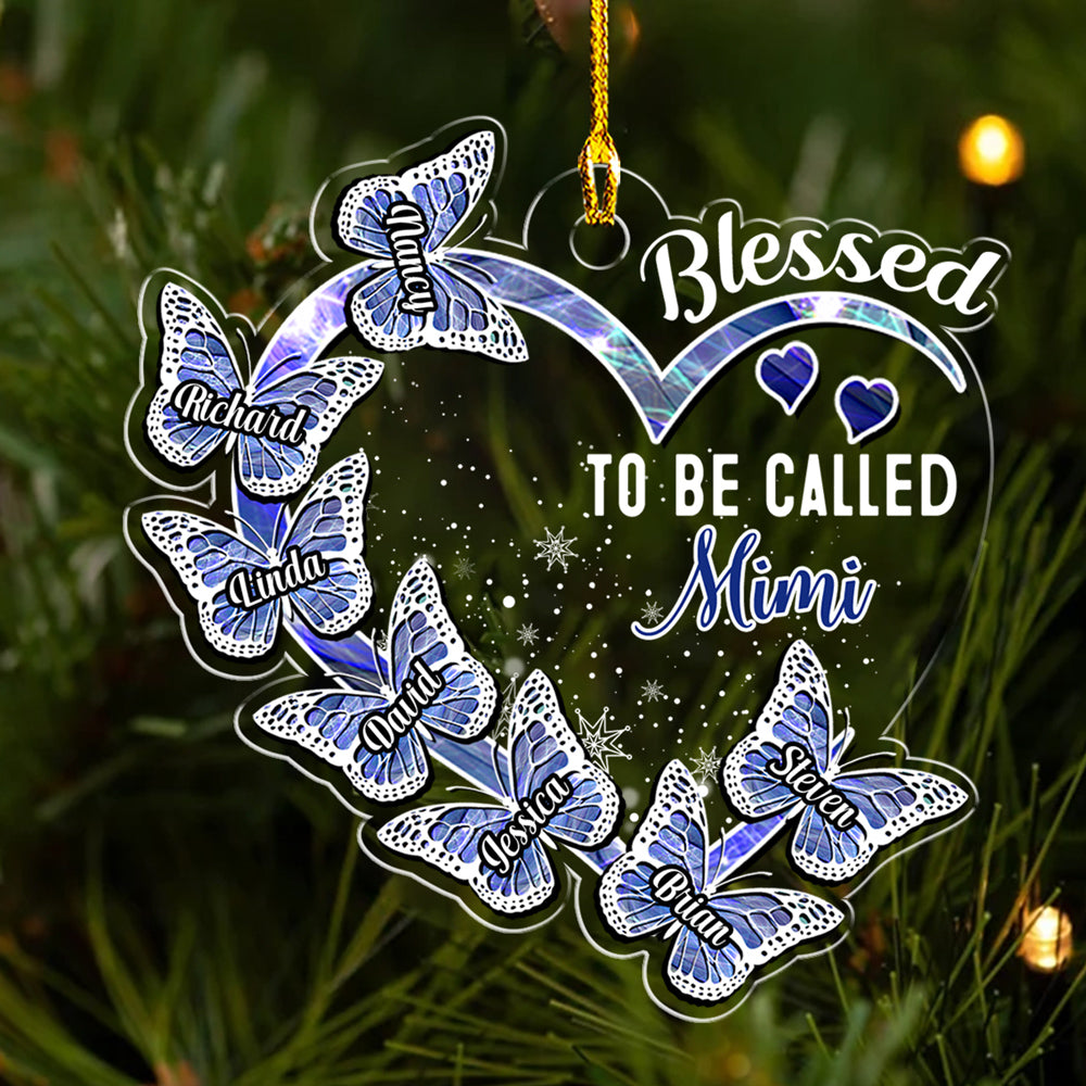 Custom Family Ornament, Christmas Gift for Family Members •  Blessed Mimi - Personalized Acrylic Ornament