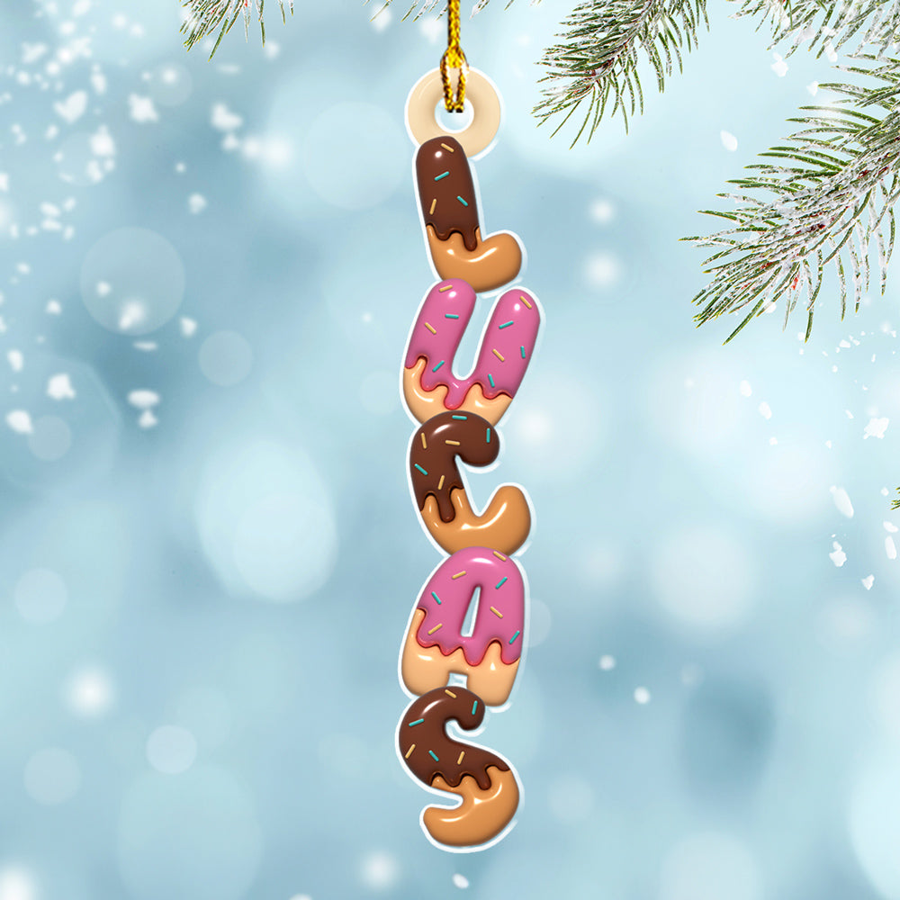 Custom Donut Letter Christmas Ornament & Stocking Tag with Name • Donut Letter - Personalized Acrylic Ornament
