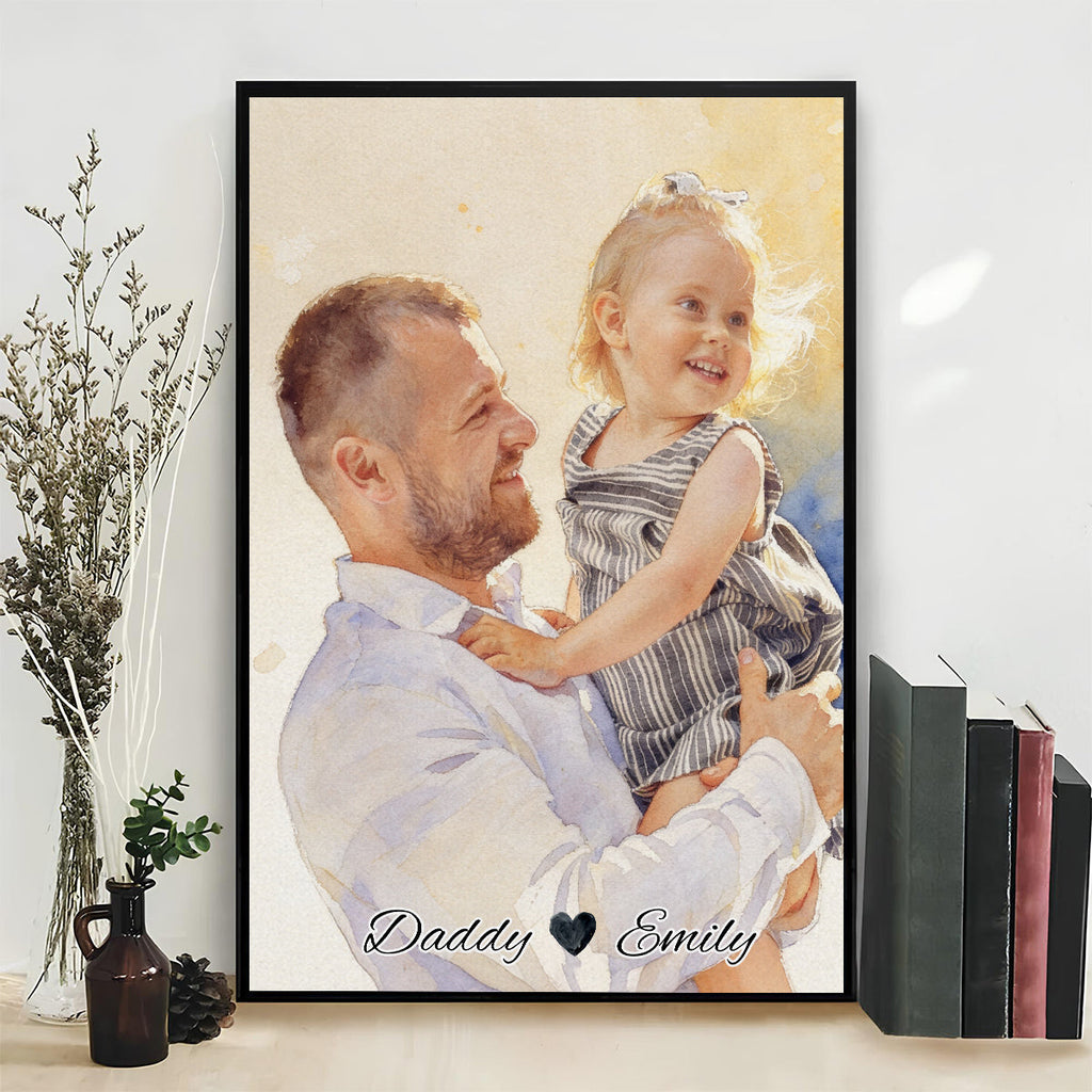 Dad and Daughter Portrait - Personalized Poster