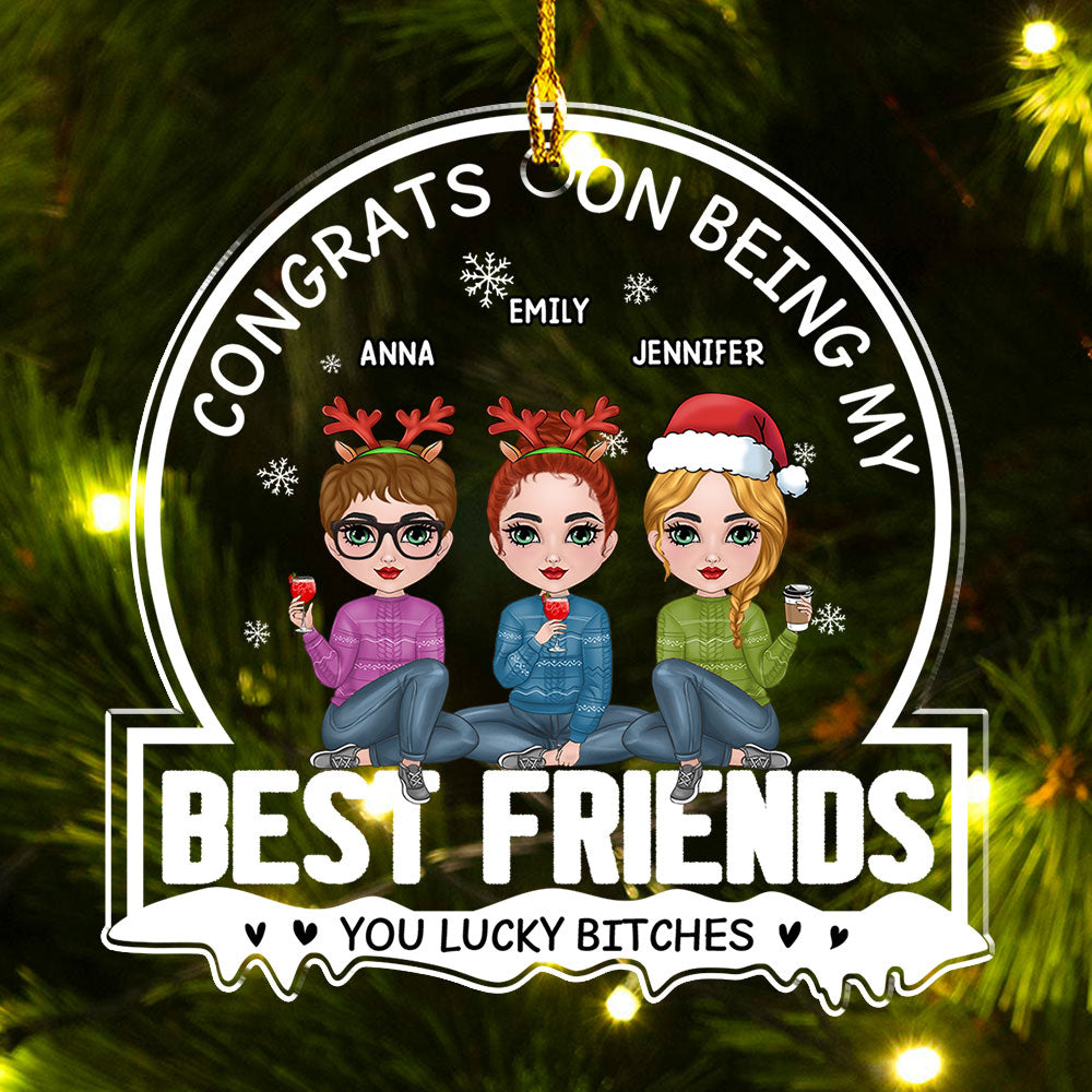 Custom Sister Christmas Ornament •  You Lucky - Personalized Acrylic Ornament