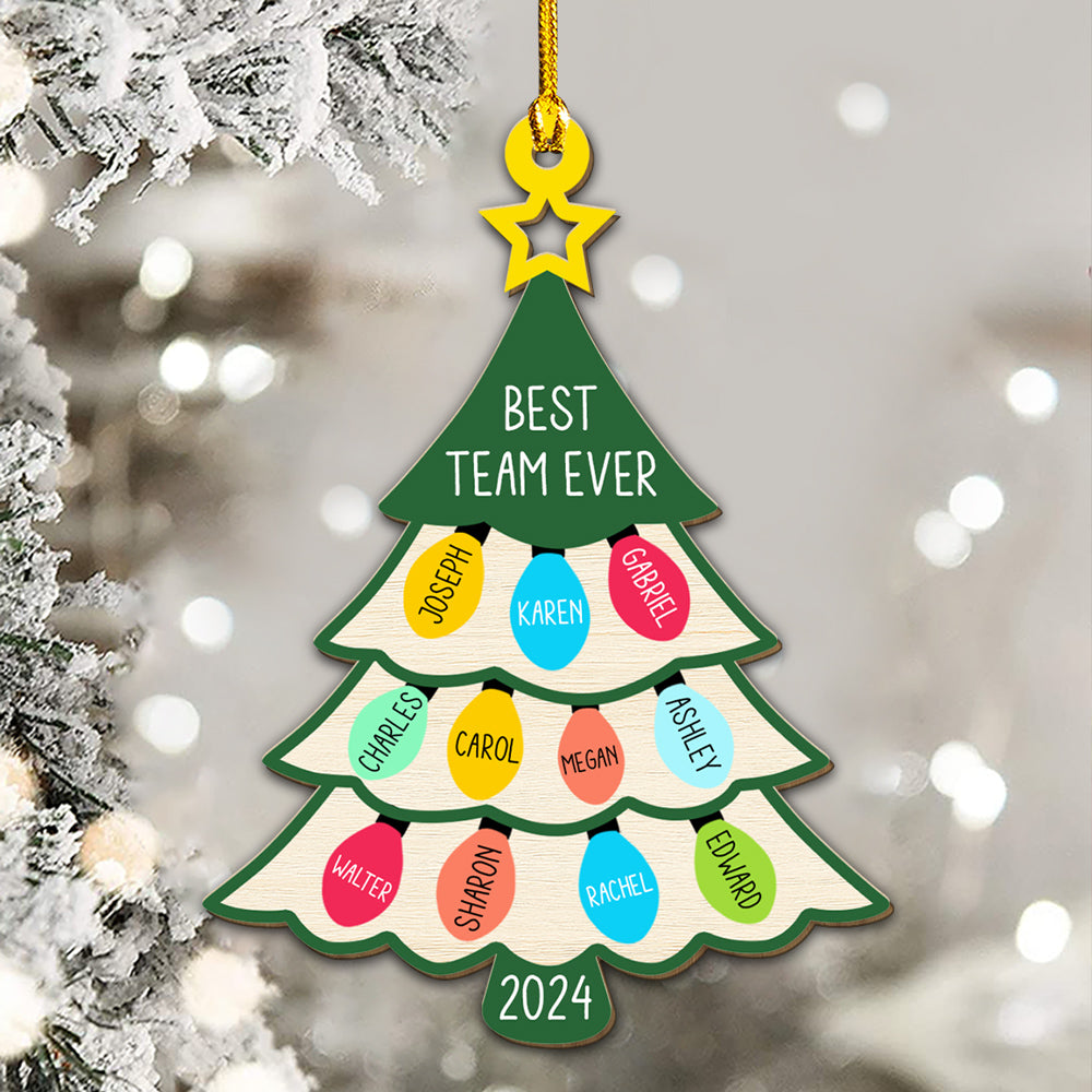 Custom Coworker Christmas Ornament, Team Appreciation Gift •  Our Team Is The Best - Personalized Wood Ornament
