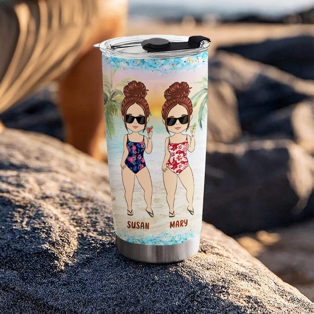Custom Christmas Birthday Gifts For Best Friend • Besties Bonding Over Alcohol - Personalized Tumbler
