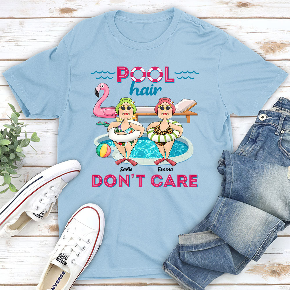Custom Christmas & Birthday Gift for Mom, Grandma • Pool Hair Do Not Care - Personalized Shirt
