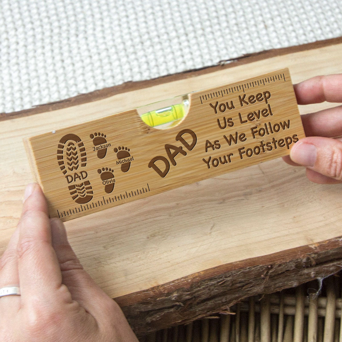 Dad You Keep Me Level - Personalized Engraved Wooden Spirit Level Bottle Opener