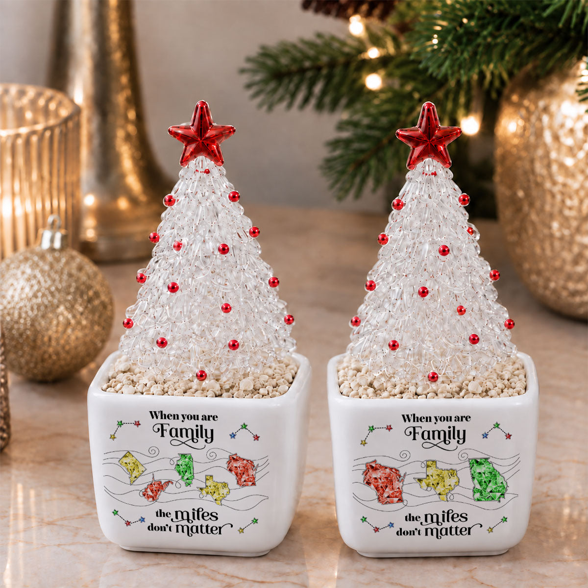 No Matter How Far - Personalized Glass Christmas Tree