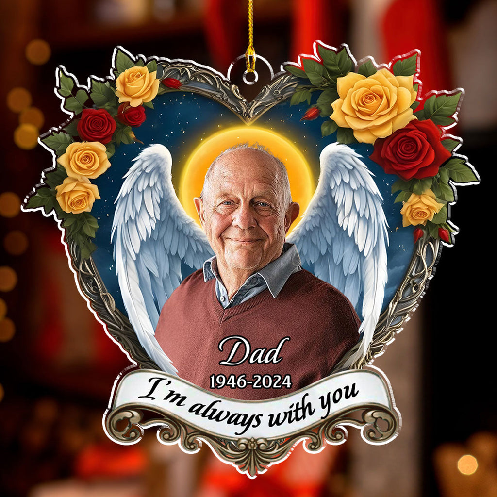 Custom Photo Memorial Christmas Ornament, Sympathy Keepsake • Forever Beside You - Personalized Acrylic Ornament