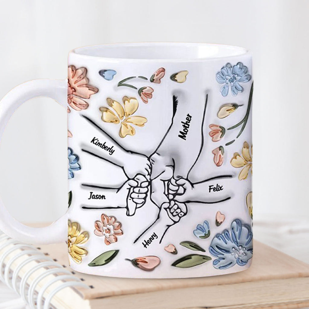 Custom Christmas & Birthday Gift for Mom • Hand In Hand, I Will Always Protect You - Personalized 3D Inflated Effect Mug