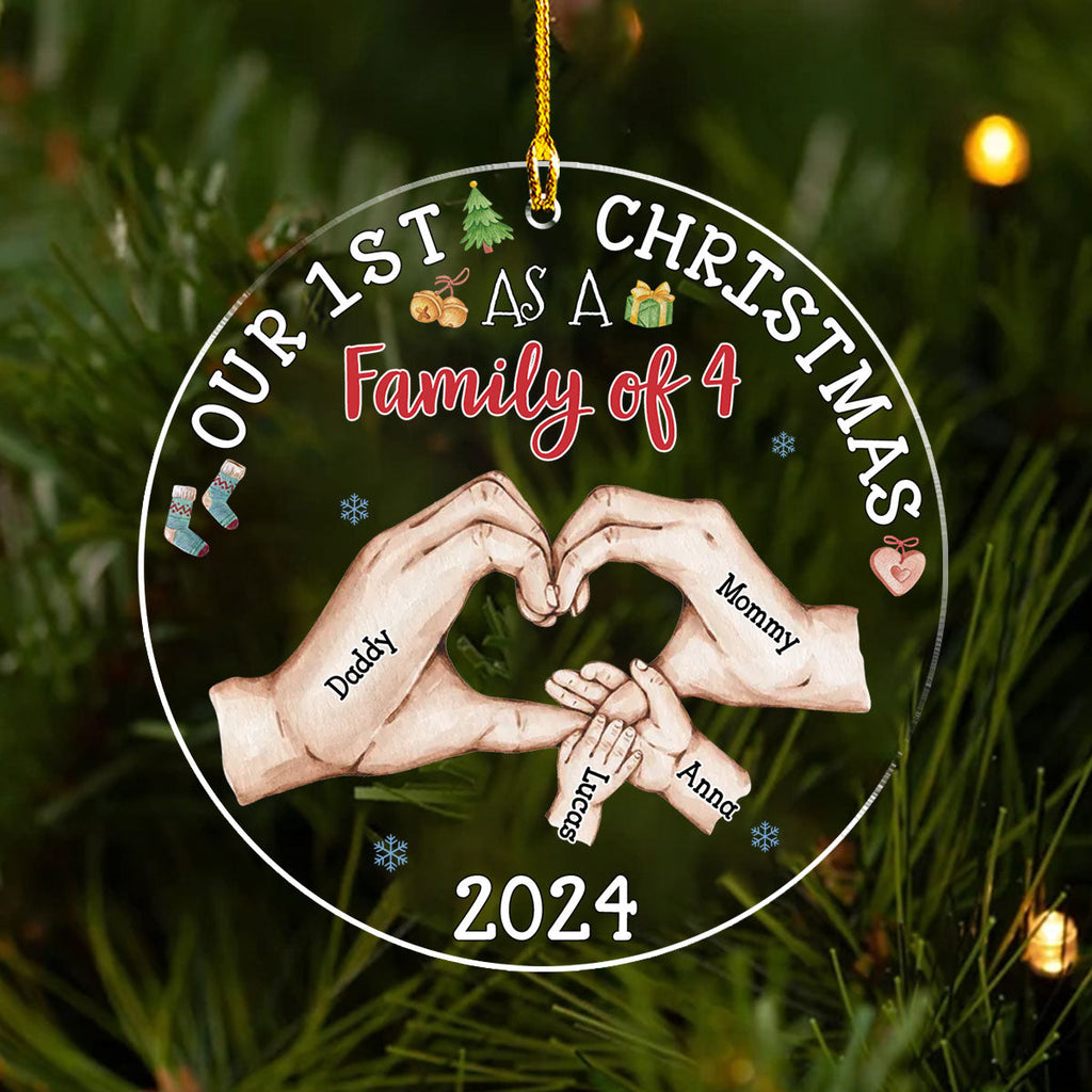 Custom Family First Christmas Ornament •  Our First Christmas - Personalized Acrylic Ornament