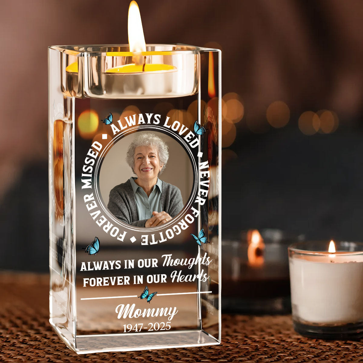 Always Loved - Personalized Crystal Candle Holder