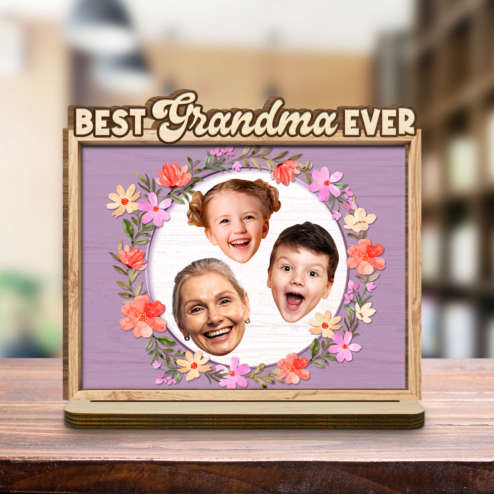 Custom Mother's Day Decor, Gift for Mom & Grandma • Love And Family - Personalized 2-Layer Wood Plaque With Flat Base