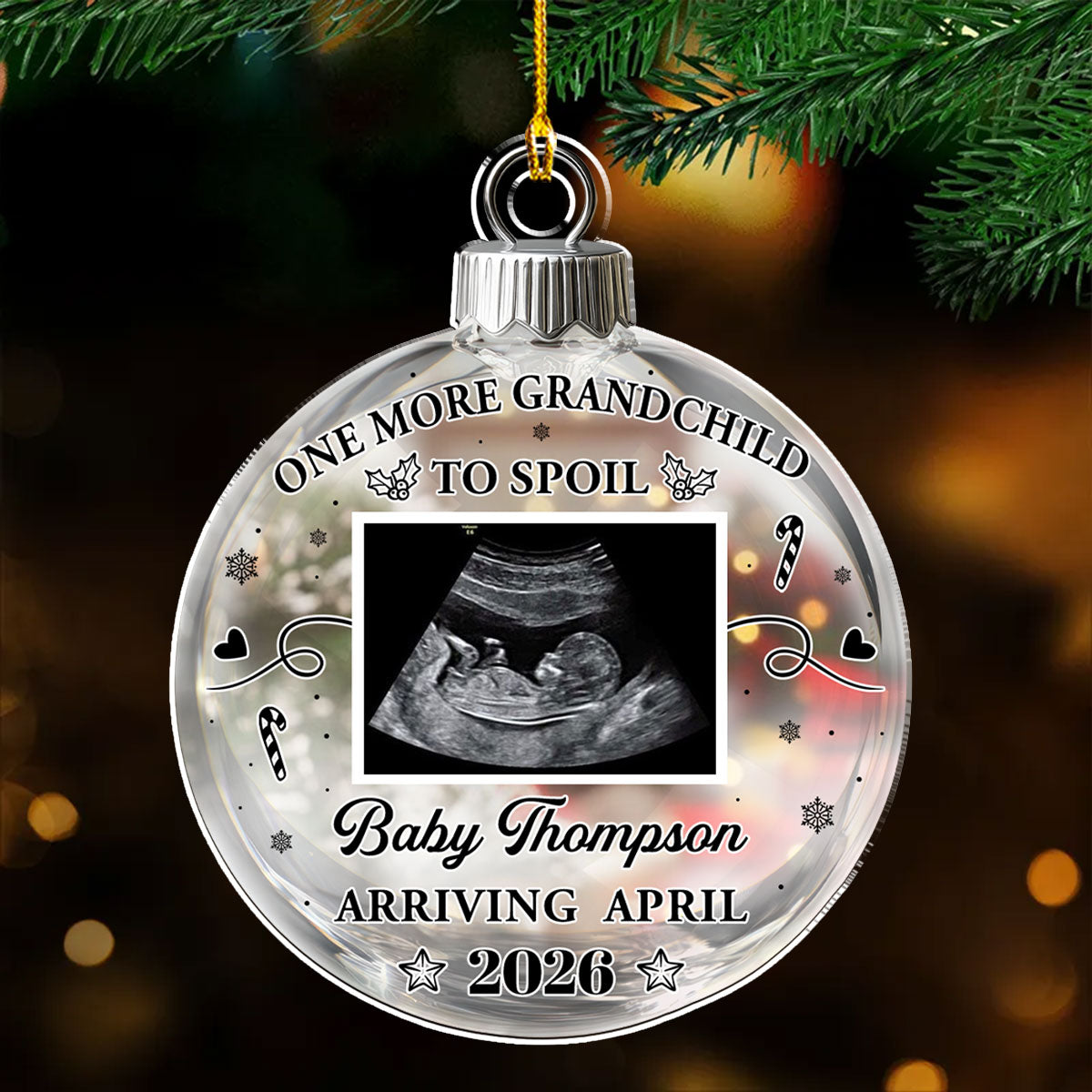 Custom Photo Baby First Christmas Ornament for New Parents • Grandchild To Spoil - Personalized Acrylic Ornament