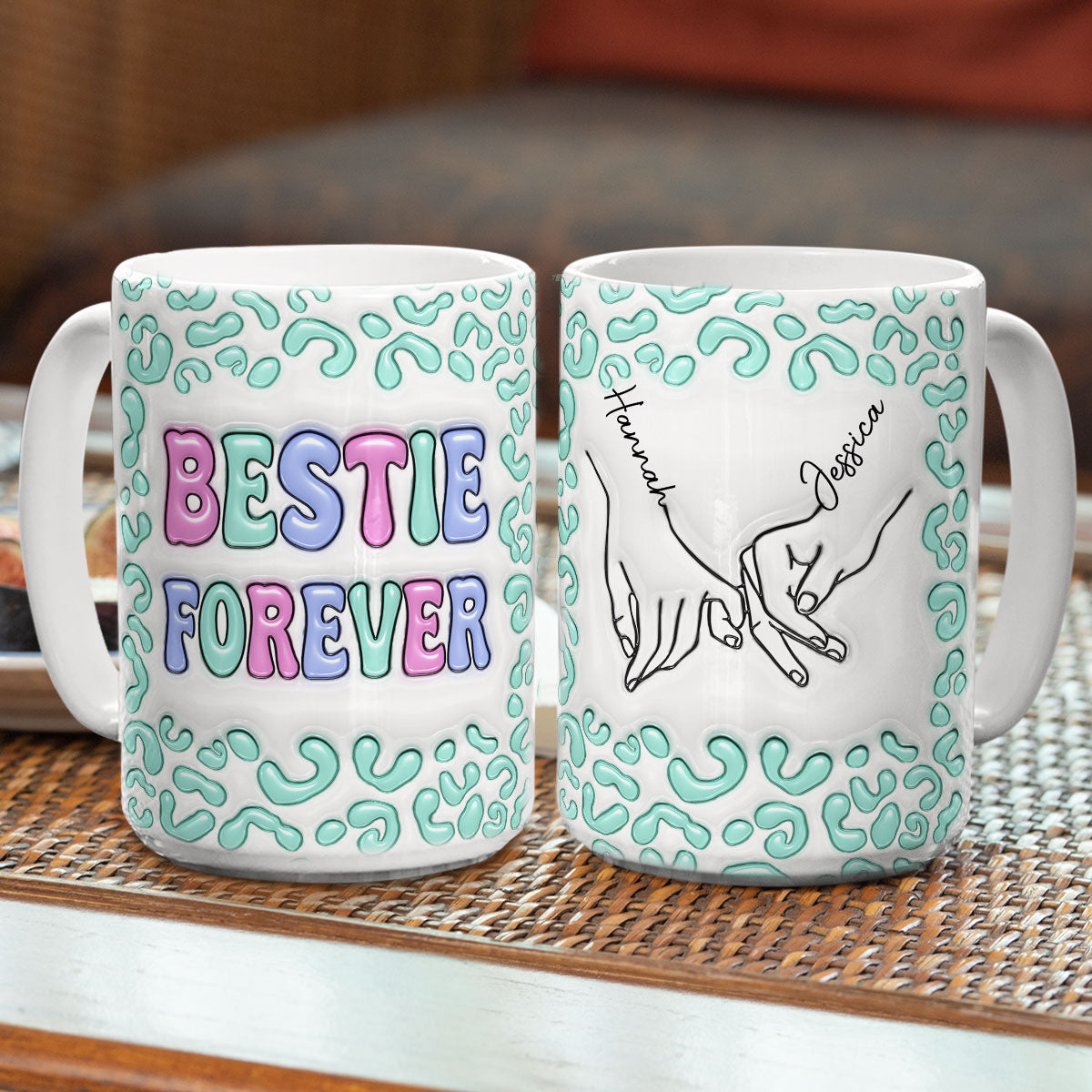 Custom Best Friend, Christmas & Birthday Friendship Keepsake Gift • Bestie Forever - Personalized 3D Inflated Effect Mug