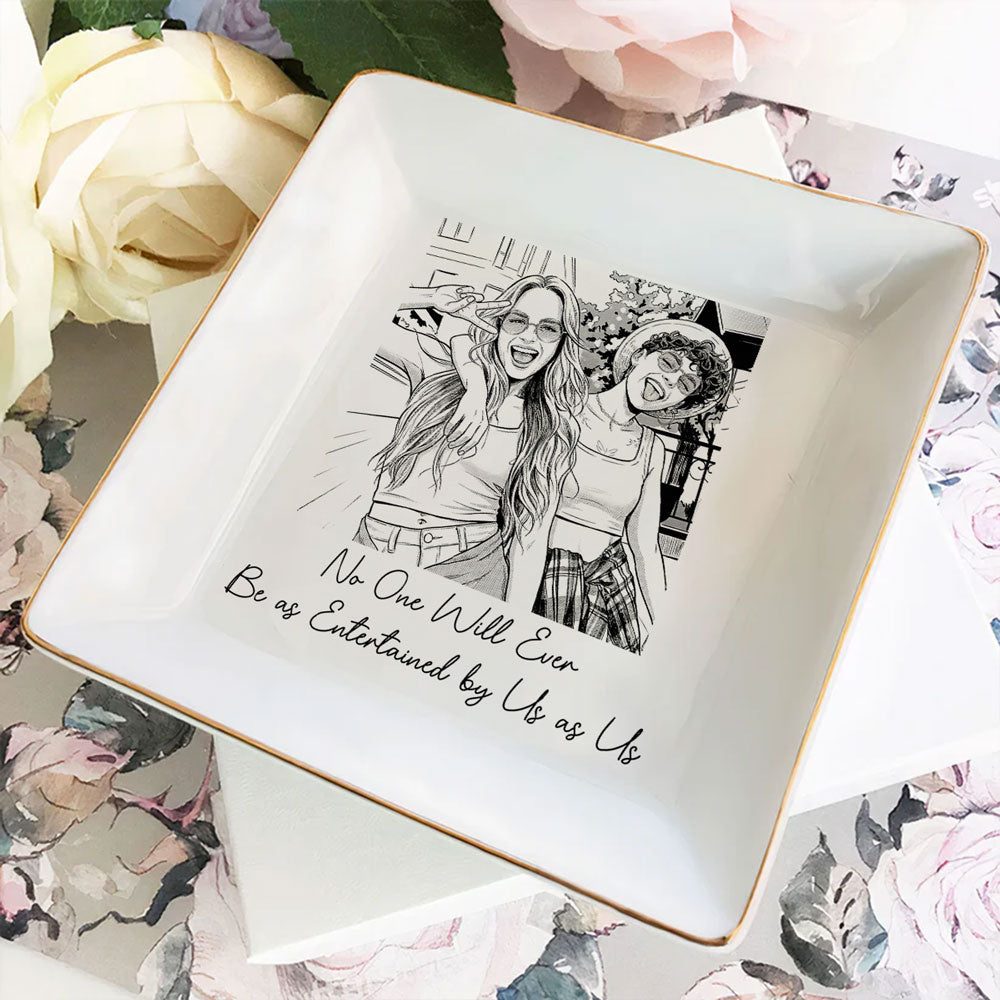 Custom Photo Bestie Trinket Dish, Birthday Christmas Gift For Best Friend • Bestie Photo - Personalized Jewelry Dish