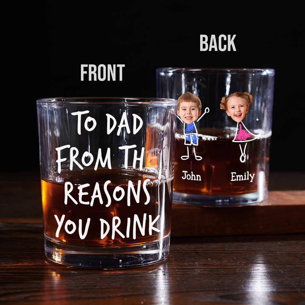 Custom Photo Christmas Birthday Drinkware Gifts for Dad • From The Reason You Drink - Personalized Whiskey Glass
