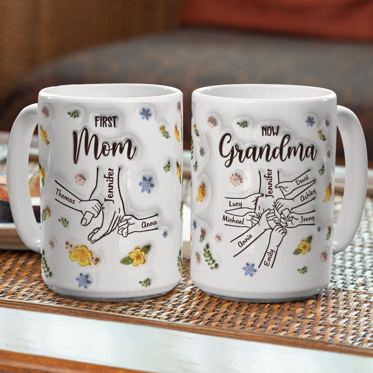 Custom Christmas & Birthday Gift for Mom • First Mom Now Grandma - Personalized 3D Inflated Effect Mug