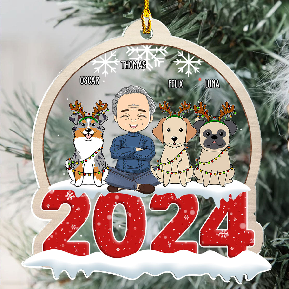 Custom Keepsake Christmas Ornament •  Pet Crystal Snow Globe - Personalized Acrylic Ornament