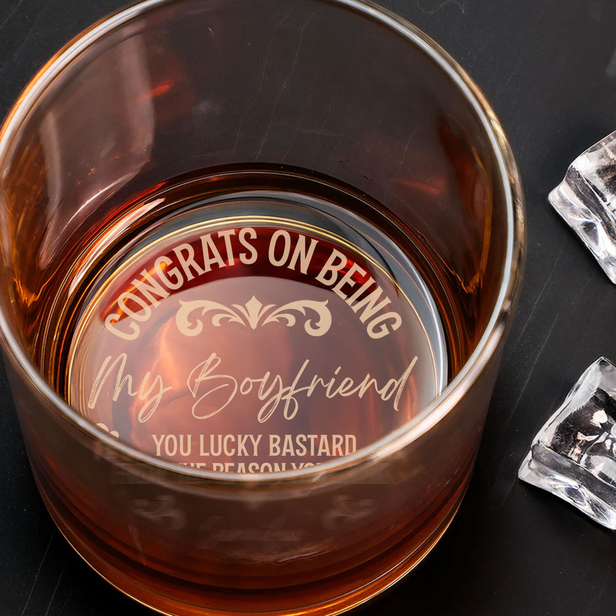 Custom Christmas Anniversary Birthday Drinkware Gifts for Husband • Congrats On Being My Husband - Family Personalized Whiskey Glass - Father's Day, Gift For Dad, Grandpa