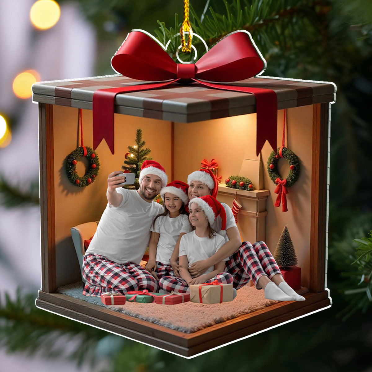 Custom Photo Family Ornament, Christmas Gift for Family Members • One Family 2025 - Personalized Acrylic Ornament