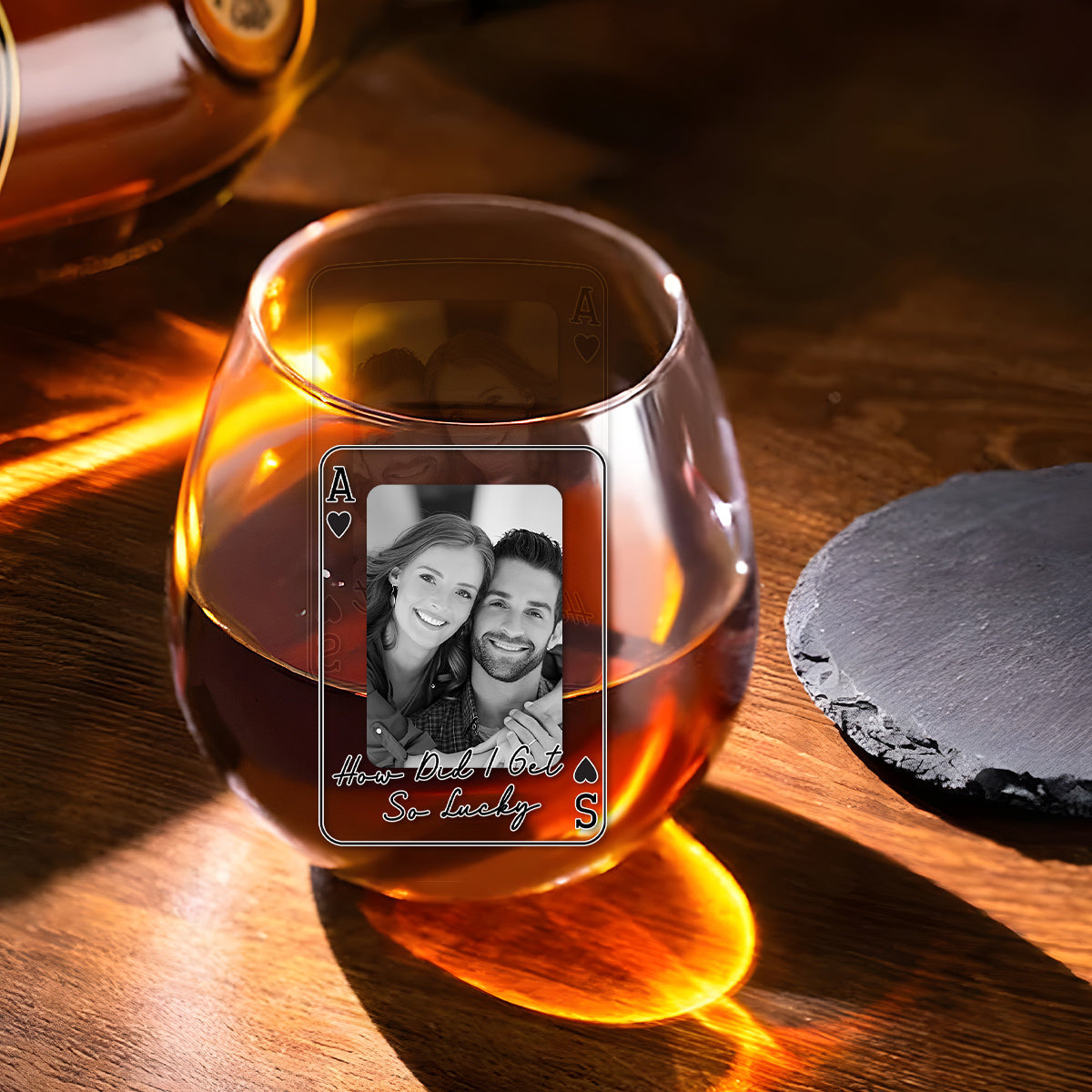 How Did I Get So Lucky - Personalized Wine Glass