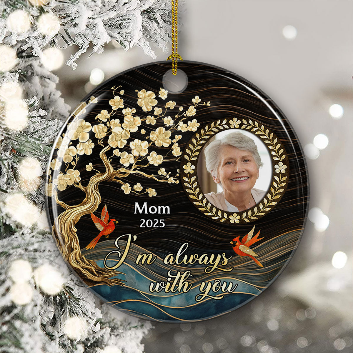 Custom Photo Memorial Christmas Ornament, Sympathy Keepsake • Always Love You - Personalized 3D Inflated Effect Ceramic Ornament