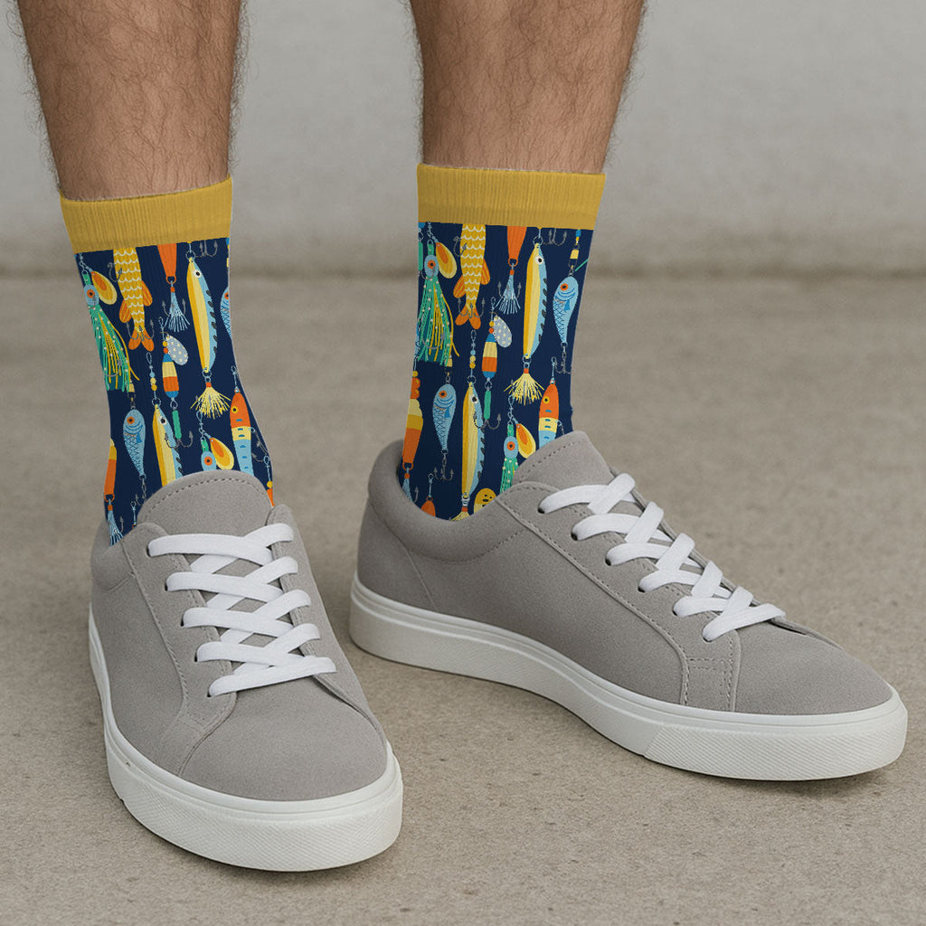 Custom Photo Fishing Lover Gift, Outdoor Footwear For Fishermen • Chasing Tail - Personalized Crew Socks