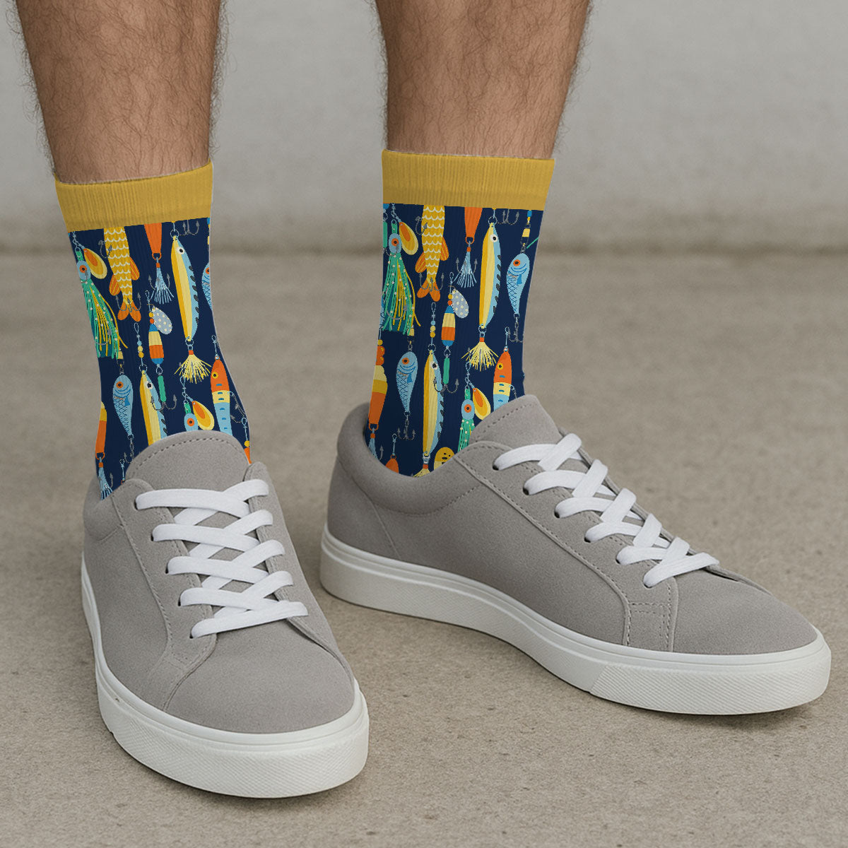 Custom Photo Fishing Lover Gift, Outdoor Footwear For Fishermen • Chasing Tail - Personalized Crew Socks