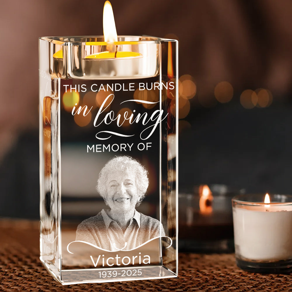 In Loving Memory - Personalized Engraved Crystal Candle Holder